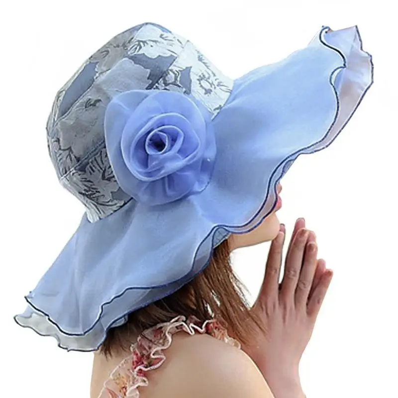 VBIGER Women Summer Sun Hat Sunproof Large-Brim Fashionable Beach Cap with Lace Flowers | Аксессуары для одежды