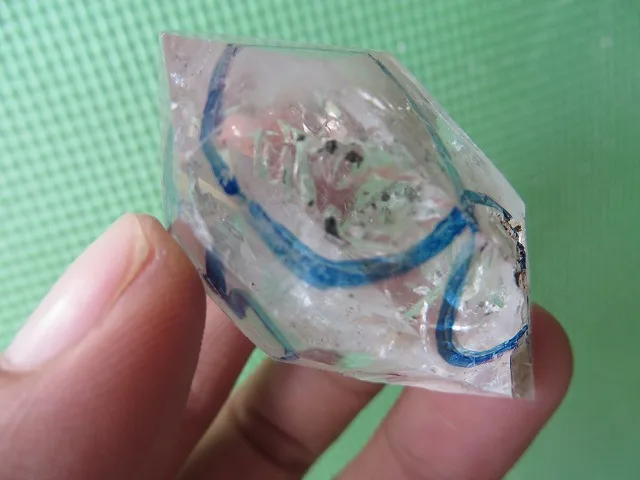 Тибетский водный Кристалл Алмаз херкимера с 2 легко видимыми движущимися ENHYDRO