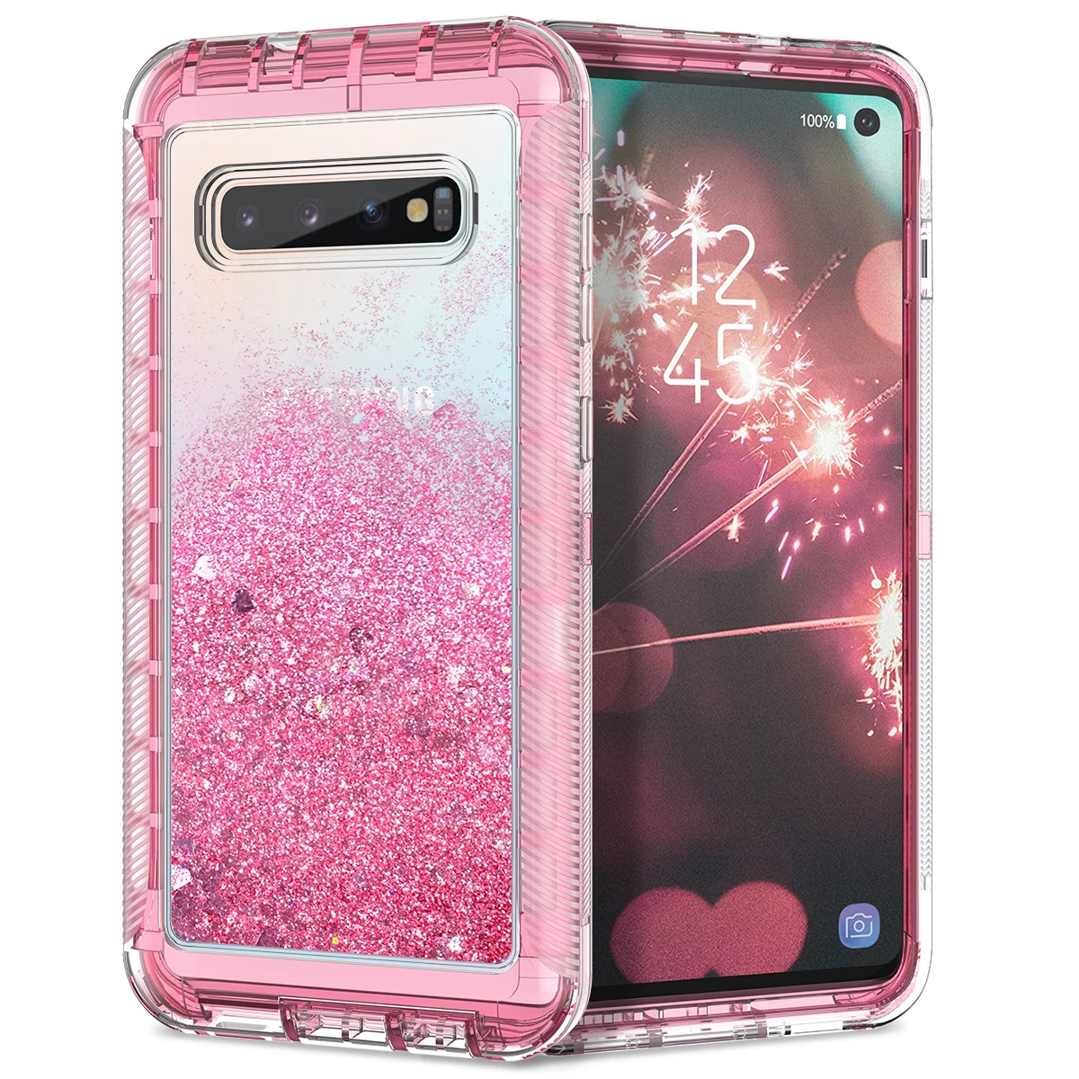 pink Роскошный Жесткий чехол для samsung Galaxy S9, S8, S10, Note8, Note10 Plus, S10e, S7 edge, чехол, блестящий, противоударный, зыбучий песок, чехол, capa - Цвет: pink