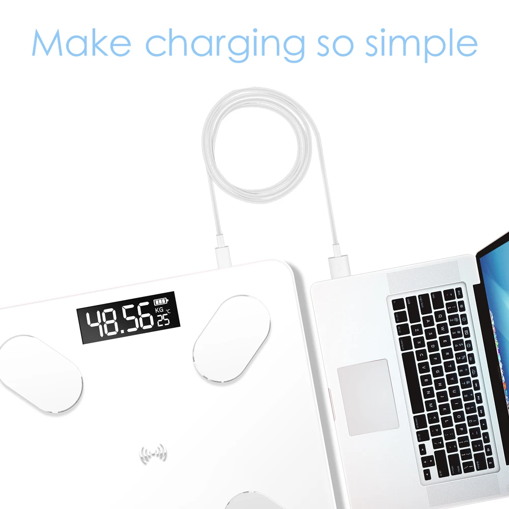 Электронные смарт-весы цифровой прибор для измерения массы тела и жира зарядка