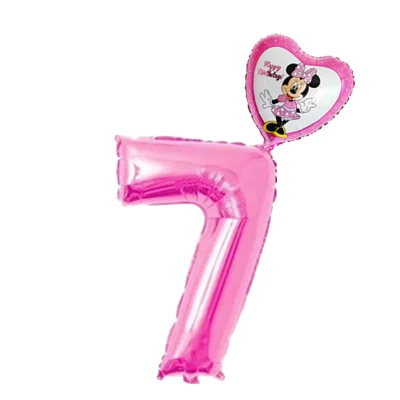 pink 7 2 шт. 32 дюйма розовый и голубой номер 0-9 Фольга надувные шары Mickey воздушный шар "Минни" 1 2 3 4 5 6 7 8 9 лет для детей от День рождения украшения - Цвет: pink 7