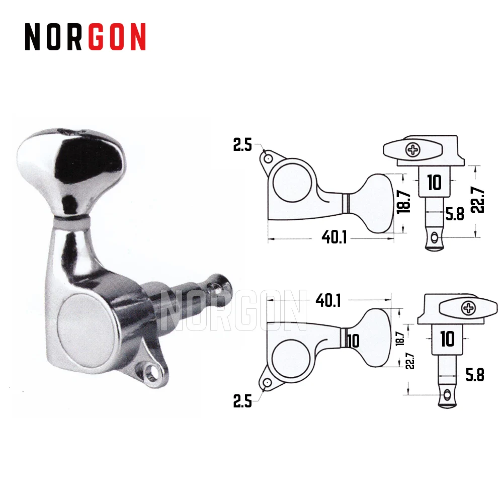 Norgon 6 шт. Колки для гитары Сменные переключатели 1 компл. классическая Machine Head запчасти и интимные аксессуары черный, серебристый цвет TPK29/TPK30 - Цвет: Серебристый