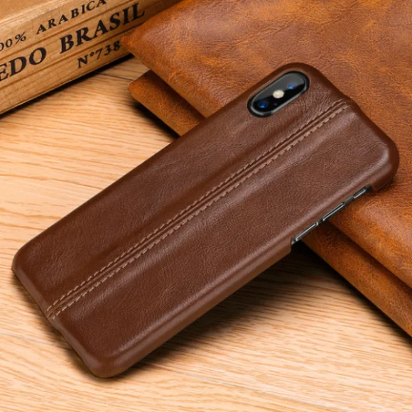 Dark Brown Чехол для iPhone X, чехол из натуральной кожи для iPhone 7, 8 Plus, чехол, роскошный кожаный чехол для телефона, для iPhone 6, 6s Plus - Цвет: Dark Brown