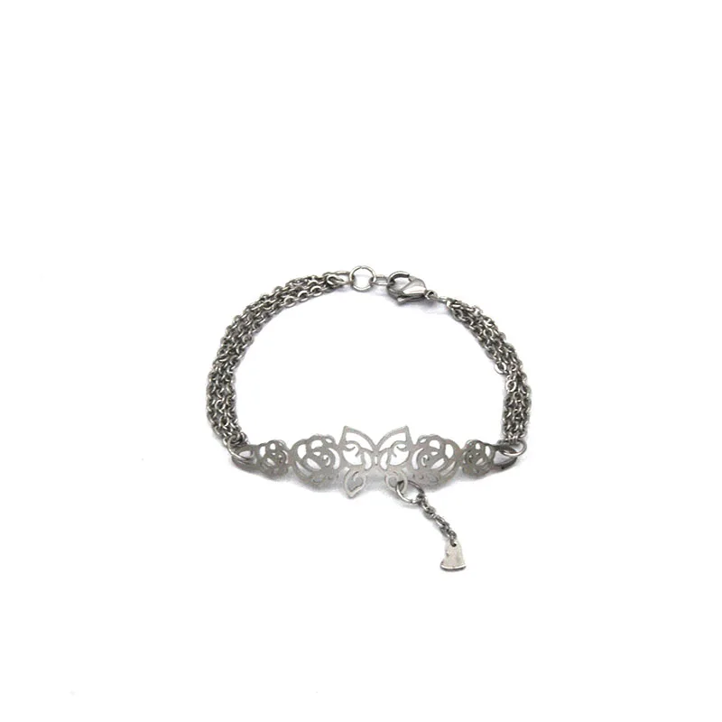 wholesale stainless steel silver color bracelets butterfly and rose engraved elegant romantic for women Br0419123 | Украшения и