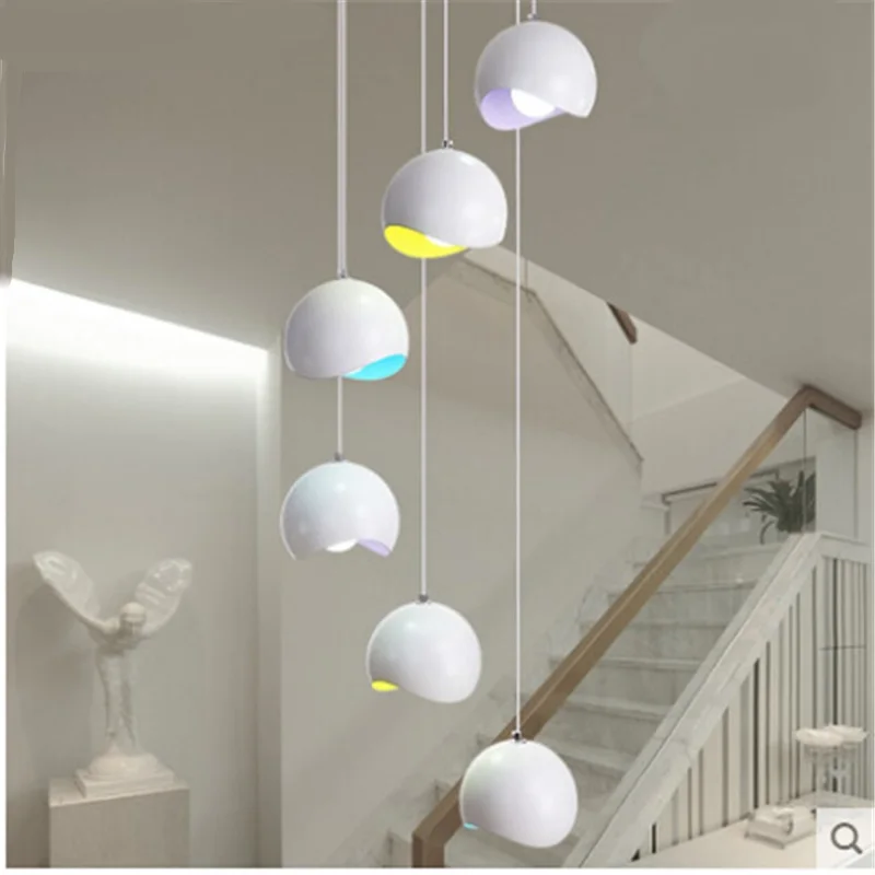 売る 階段光現代のミニマリスト Led スパイラル階段ぶら下げ創造的人格錬鉄製色マカロンペンダントライト FG50