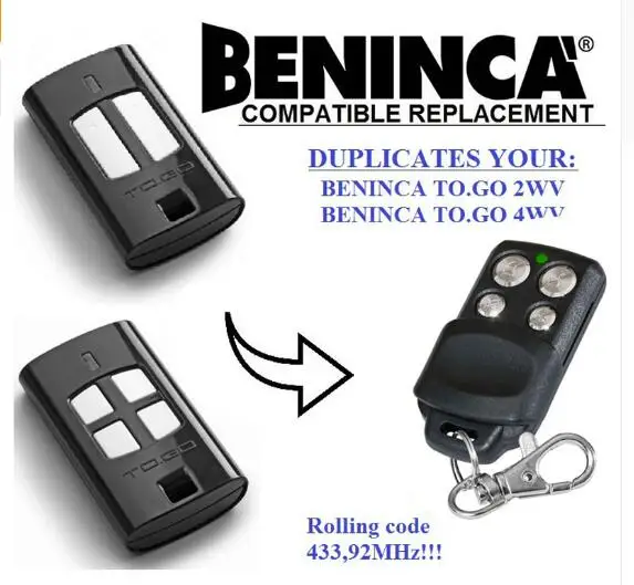 BENINCA TO.GO совместимый пульт дистанционного управления с непрерывно изменяющимся