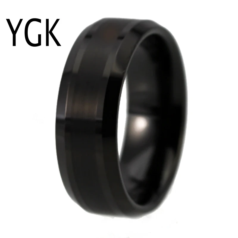 No Stone Ring 8 мм черное вольфрамовое кольцо для мужчин и женщин, обручальные кольца, модные парные кольца для влюбленных, юбилейные вечерние кольца - Цвет основного камня: No Stone Ring