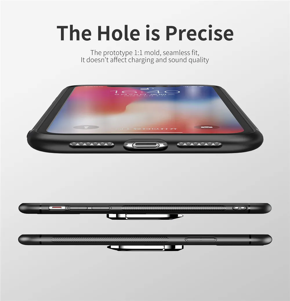 Роскошный силиконовый чехол для iPhone X Xs Max XR с магнитным металлическим кольцом