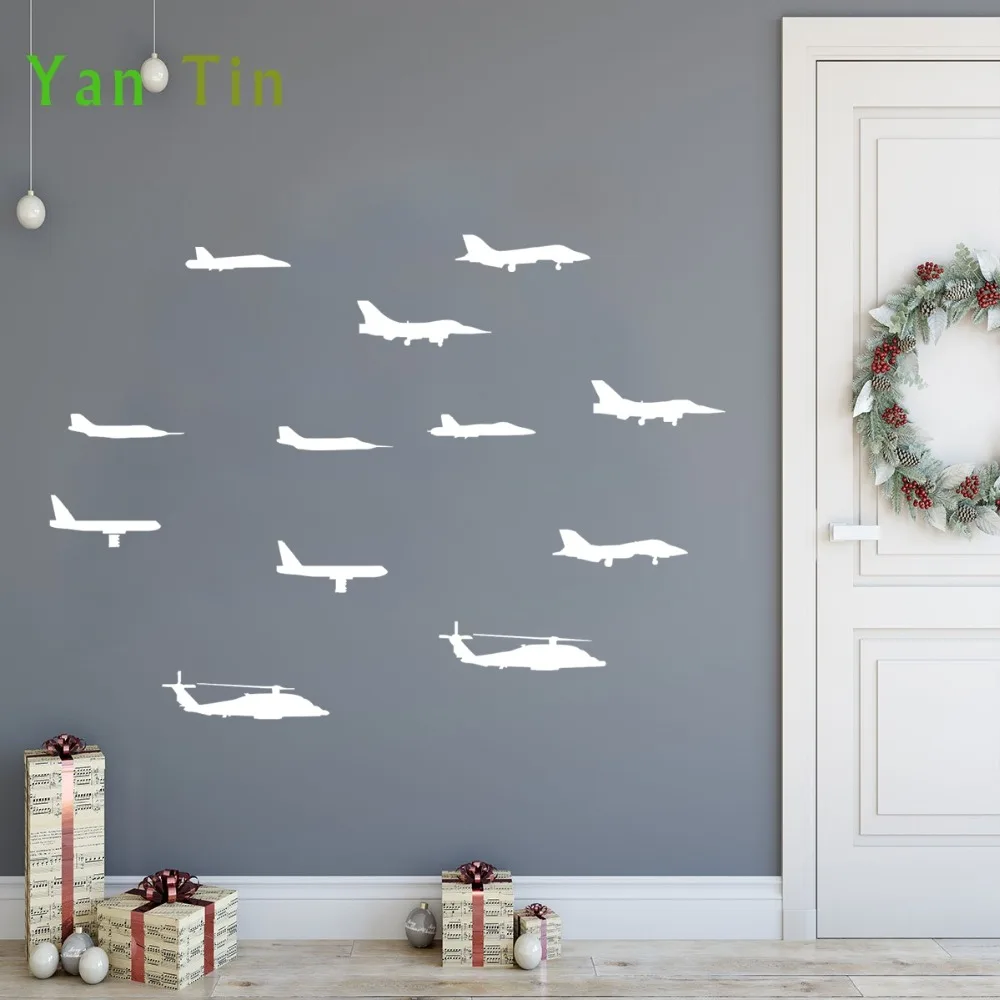 

13pcs/set Removable Mixed Size Airplane Shape Wall Sticker For Kids Rooms Home Decor Aircraft Wallpaper Boys Gifts DIY Art Mural