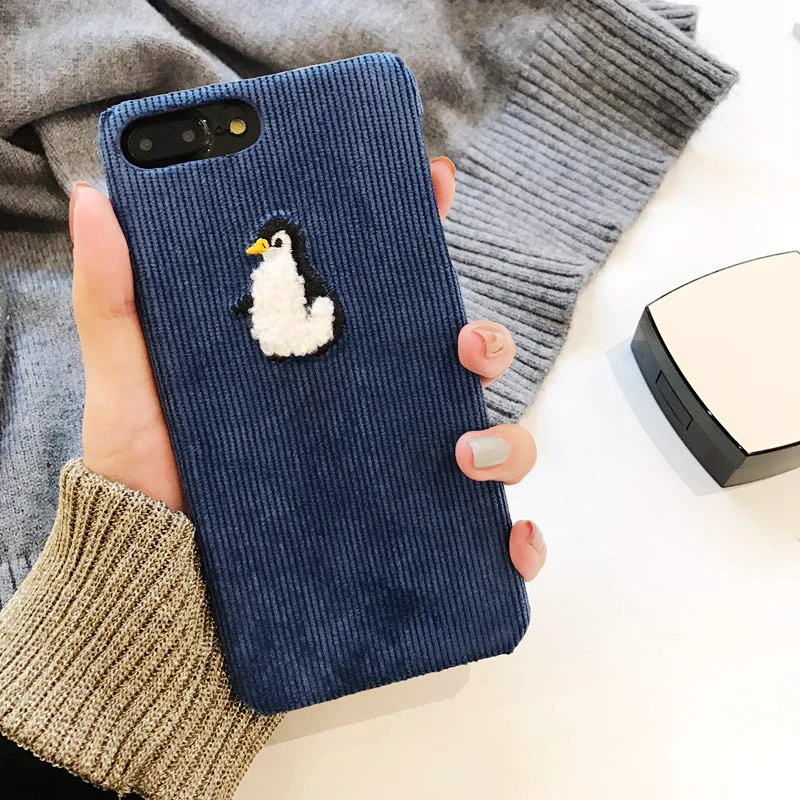 GlamPhoneCase зимний тканевый чехол для телефона iPhone 6 6S 7 8 Plus 6splus X милый 3D мультяшный