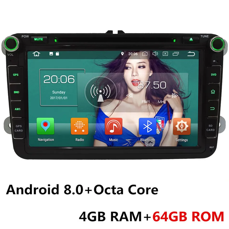 " Восьмиядерный 4G Android 8,1 4 Гб ОЗУ 64 Гб ПЗУ автомобильный DVD мультимедийный плеер стерео для Skoda Octavia Yeti Fabia Rapid Praktik Superb - Цвет: Android 8.0 x 64GB