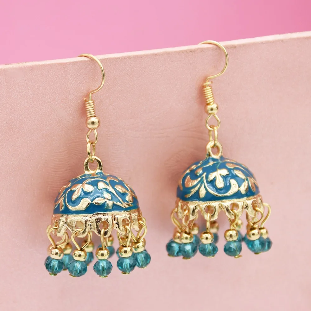 Этнические серьги Jhumka для Для женщин из индийской смолы из бисера с бахромой, с кисточками серьги афганских пакист Египет Свадебные Pendientes