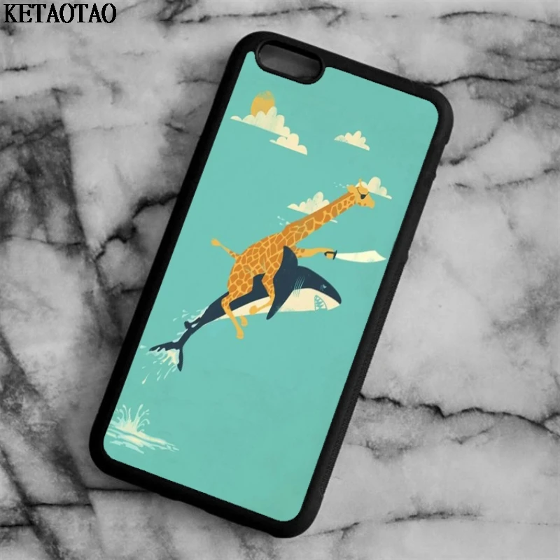 KETAOTAO пиратский Жираф верхом на акуле чехол для телефона s iPhone 4S 5C 5S 6 6S 7 8 Plus XR XS Max X