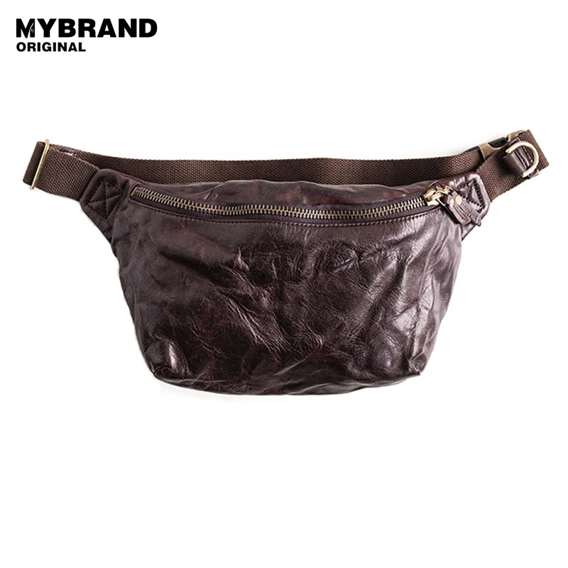 MYBRANDORIGINAL нагрудная сумка для мужчин из натуральной кожи Мужская винтажная