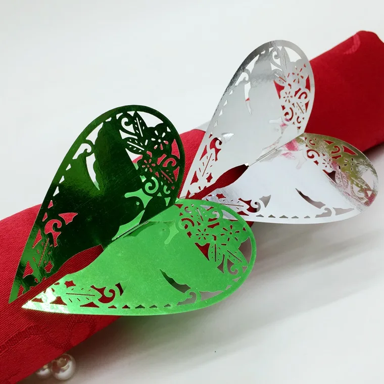 

240pcs Laser Cut Hollow Brid Paper Card Napkin Ring Serviette Buckle Holder Hotel Wedding Party Favour Decoration