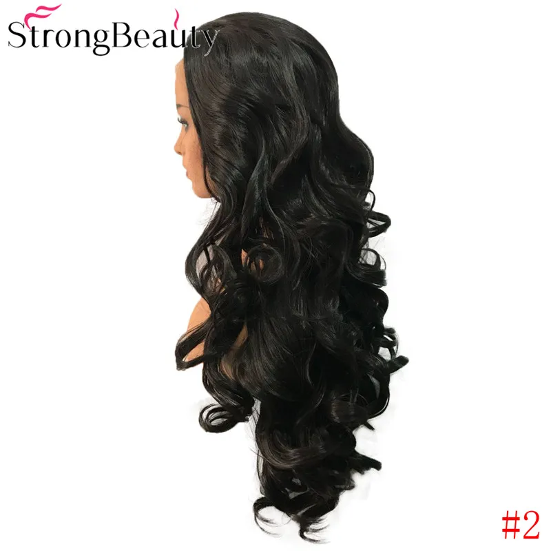 StrongBeauty синтетический парик с длинными кудрявыми волосами, натуральные парики, черный/коричневый/клубника/блонд, термостойкие волокна, Косплей парики