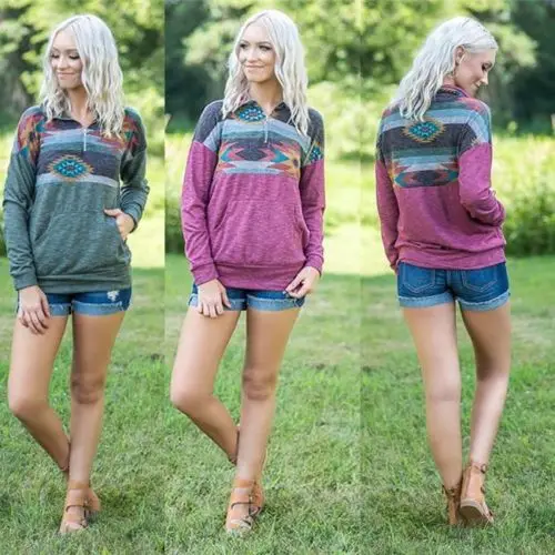 Fashion Women Printed Long Sleeve Winter Sweatshirt 2018 New Autumn Stripe Jumper Coat Pullover Casual Tops S-XL | Женская одежда
