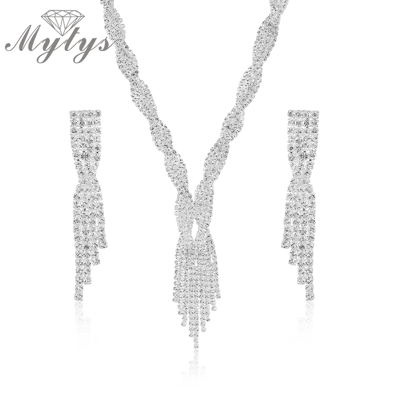 Mytys Роскошная сверкающая Свадебные Ювелирные наборы для свадебных сережек и