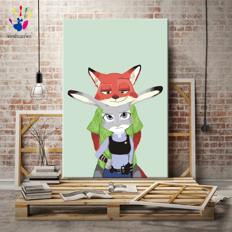 Diy краски по номерам картина с наборами Zootopia Детские любимые Мультяшные животные