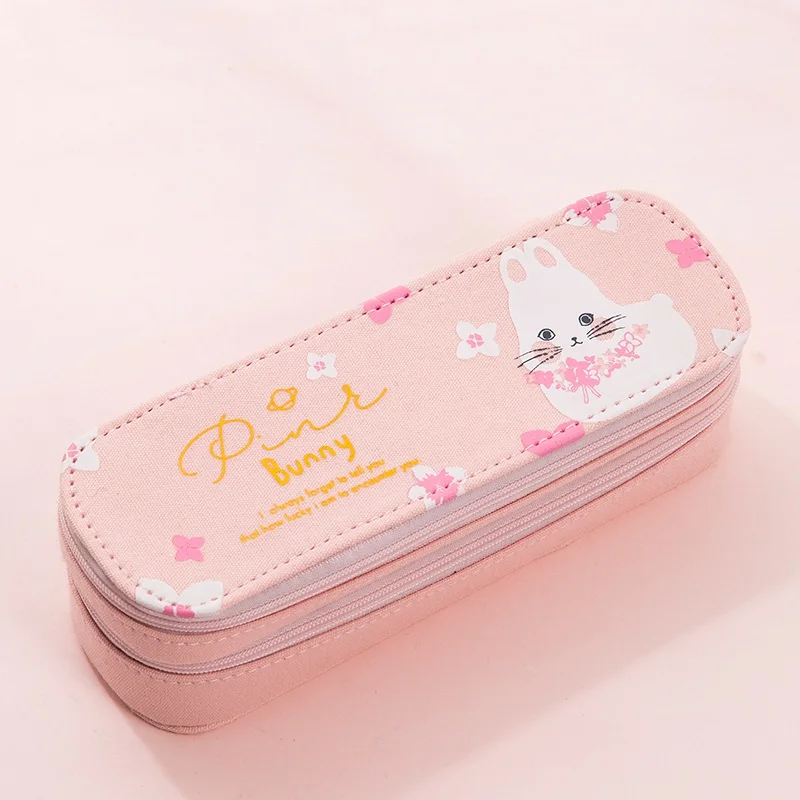 sakura rabbit pink Чехол для карандашей ярких цветов, 2 слоя, коробка для ручек, мультяшная сумка для карандашей с фруктами, милый органайзер для канцелярских принадлежностей, Подарочная коробка для школьницы, чехол - Цвет: sakura rabbit pink