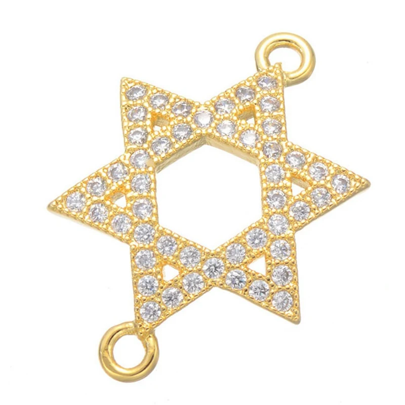 Микро проложить CZ Коннектор со звездой амулеты покрытые розовым золотом