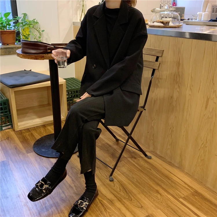 PEONFLY новые весенние женские блейзеры черный серый пиджак Пальто Повседневное одноцветное пальто на одной пуговице OL Блейзер Femme