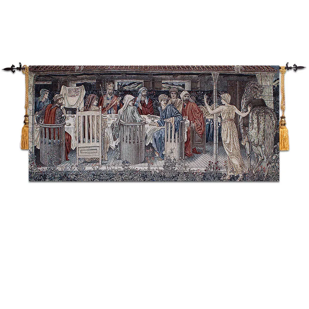 Висячего гобелен гобелены красивая средневековый рыцарь святой для грааль