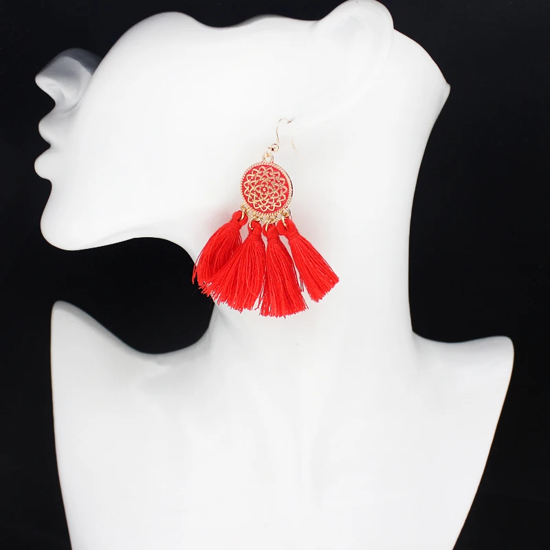 Красочные большой диск гравировка узор висячая подвеска с шёлковой кисточкой