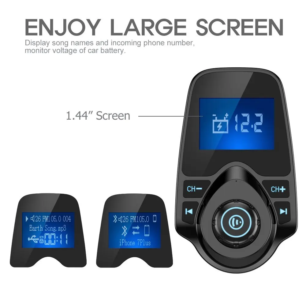 Nulaxy Автомобильный MP3 плеер Беспроводной FM передатчик со системой Хендс фри и