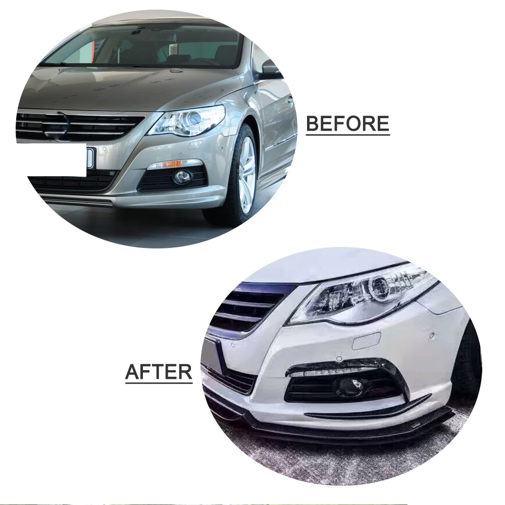 Front Bumper Splitter Fins Fog Lamp Trims For Volkswagen VW CC R-Line Carbon Fiber Lip Car Accessories 2009 - 2012 | Автомобили и