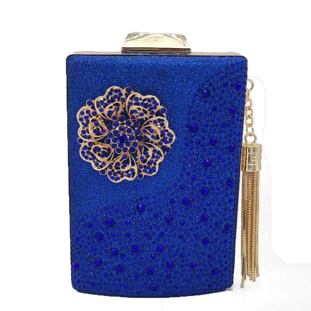 Blue Crystal Bag Бутик De FGG винный горшок цветок кисточкой женские клатчи вечерние кошельки и сумки алмаз свадебный клатч Коктейльная сумка с кристаллами - Цвет: Blue Crystal Bag