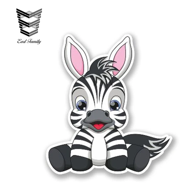 EARLFAMILY 13 см x Автомобильная наклейка Милая Зебра мультяшная виниловая для