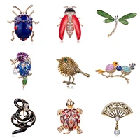 vintage bird insect tortoise brooches for women dragonfly snake animal dress suit banquet decoration pins jewelry accessories