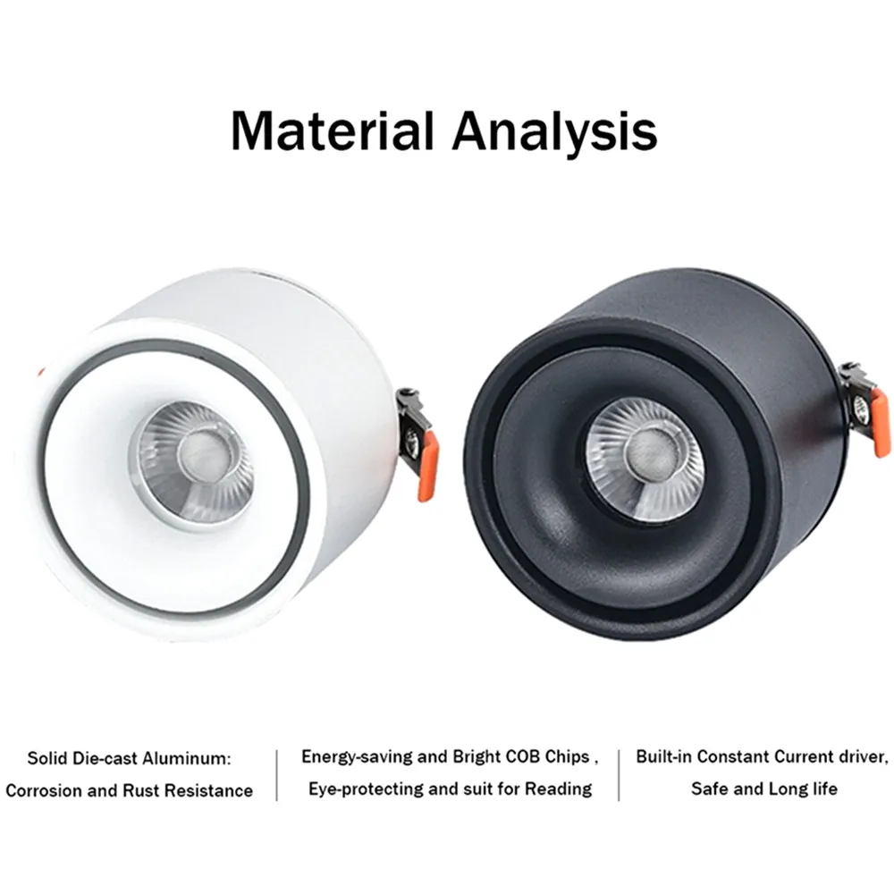 [DBF]-luz descendente empotrada LED plegable de 90 grados, 3W, 5W, 7W, 10W, 12W, 15W, tienda de ropa, foco de techo AC85-265V