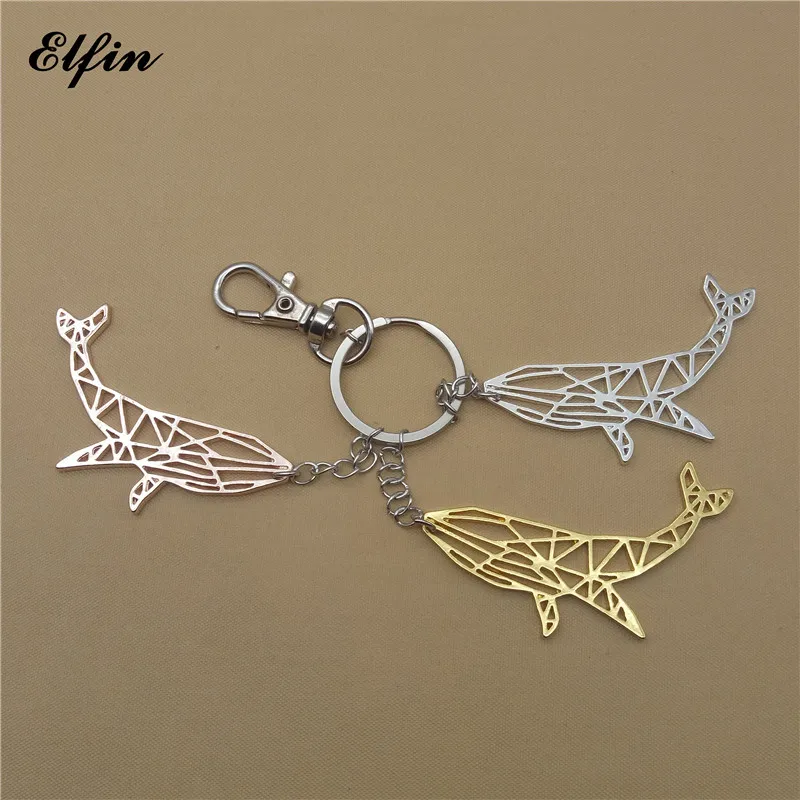 Elfin уникальные модные оригами брелоки в виде Кита золотого цвета серебряного