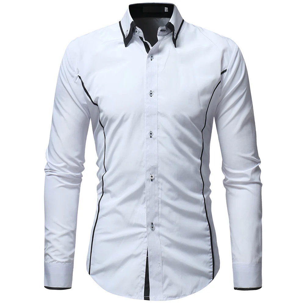 Men Shirts 2018 New hot sale Brand Casual Slim Solid Long Sleeve Shirt Business Social White Dress Camisa Masculina YJ | Мужская одежда