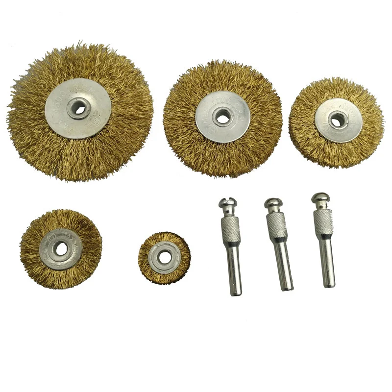 Stainless steel wire brush with handle copper wheel woodworking polishing deburring wood grinding | Инструменты