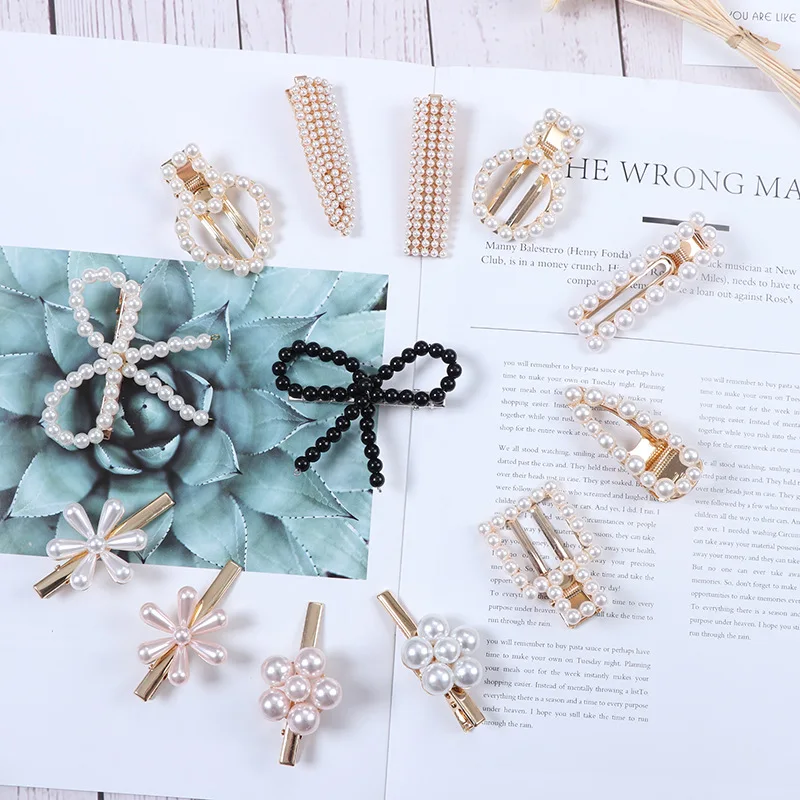 Kenica Fashion Pearl Hair Clip for Women Elegant Korean Design Snap Barrette Stick Hairpin Styling Accessories | Красота и здоровье