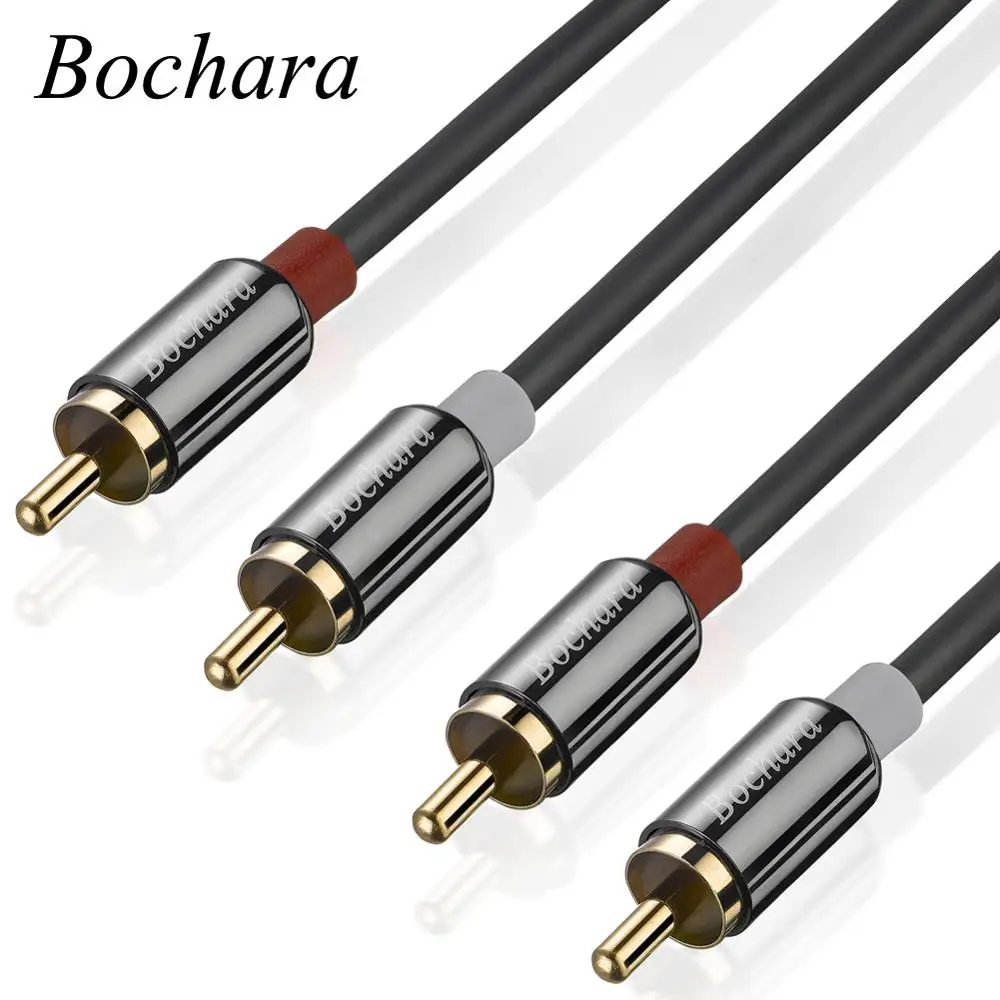 Bochara 2RCA to 2RCA Male to Male OFC Audio Cable Foil+Braided Shielded 1.8m 3m 5m  10m 15m 20m For Amplifier Mixer