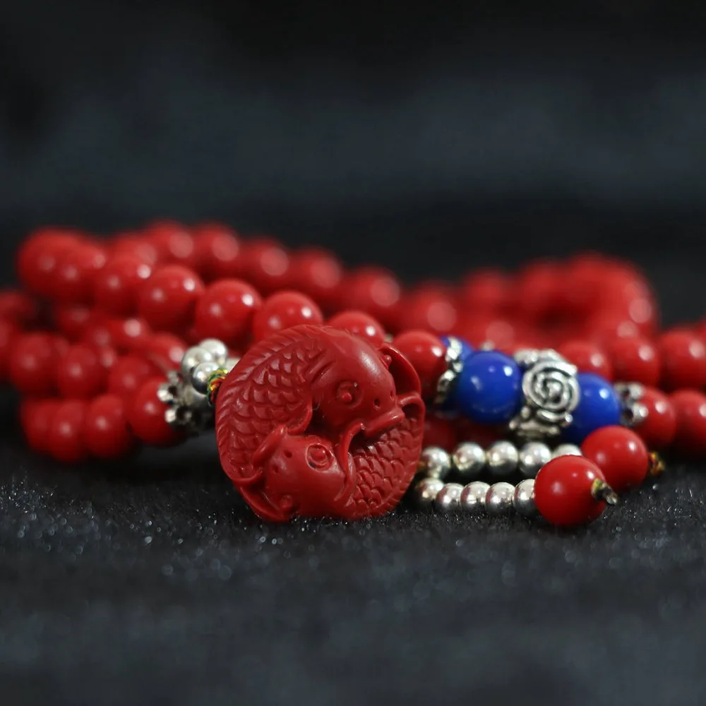 Новый дизайн подвеска в виде рыбы многослойный синтетический красный циннабар 6