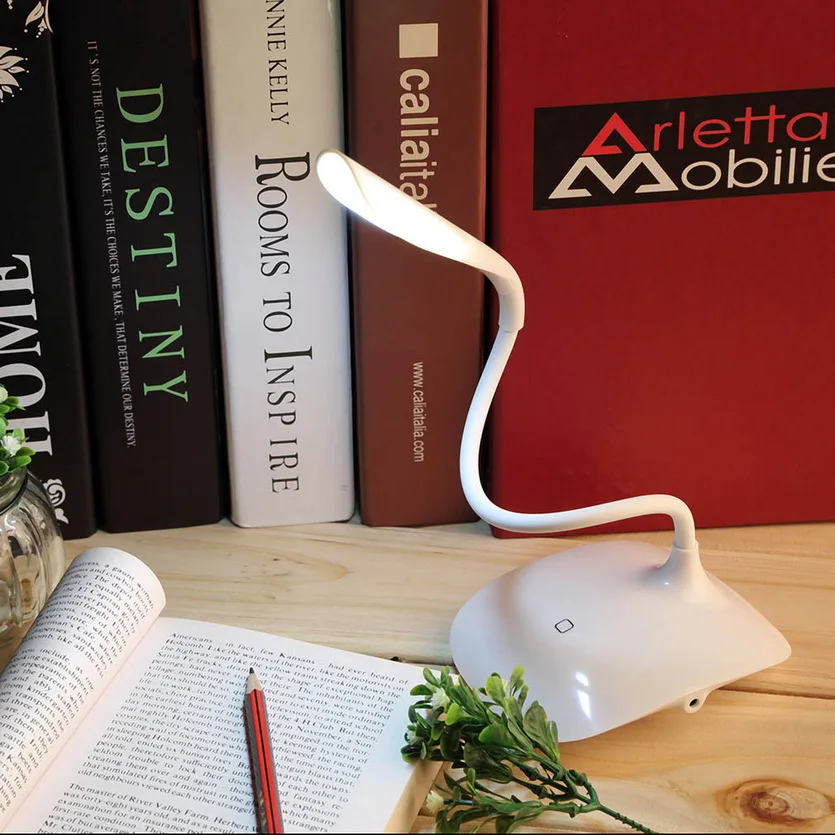 Fashion LED Desk Lamp Touch Switch Flexible Reading 3-level adjusted brightness Rechargeable Light | Лампы и освещение