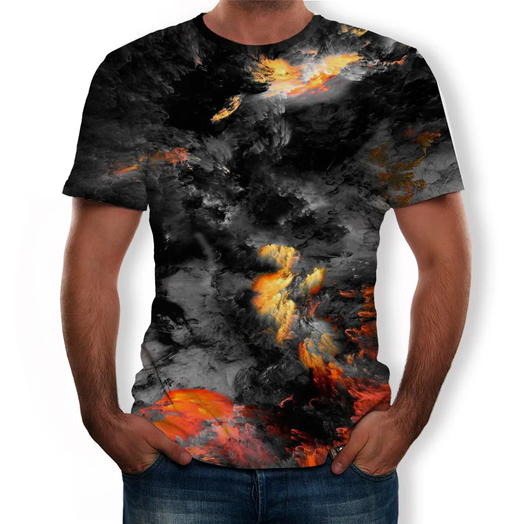 Мужская футболка с короткими рукавами camiseta удобная уличная 3D принтом модная для