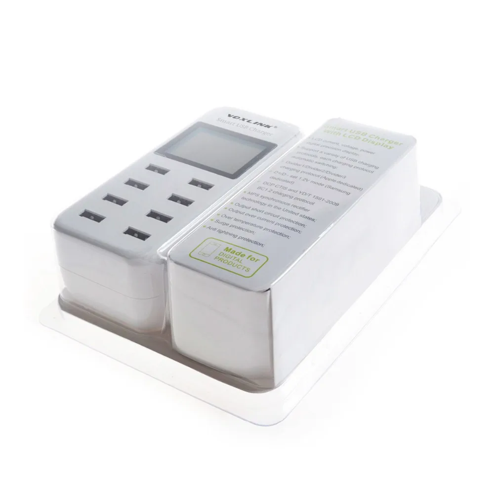 Voxlink 5 В/8a USB Зарядное устройство 8 портов Desktop Мощность адаптер с ЖК-дисплей