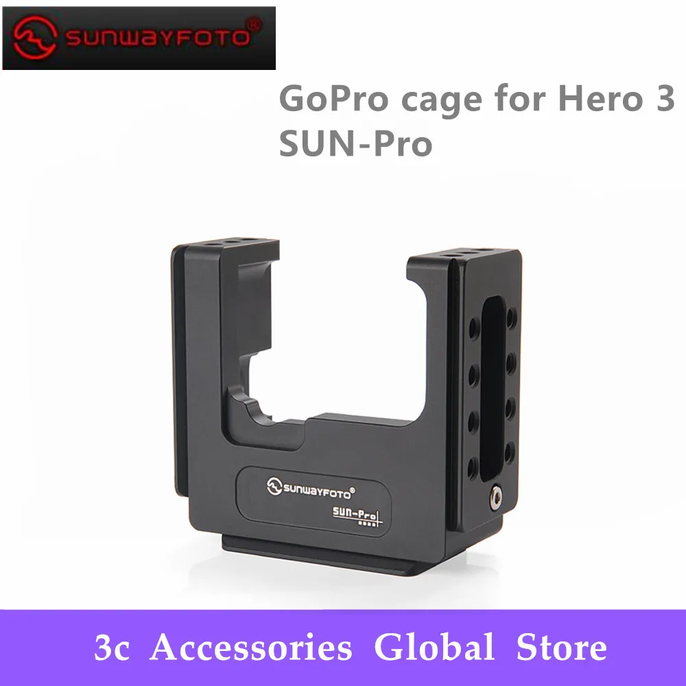 SUNWAYFOTO GoPro cage for Hero 3 SUN-PRO + 3+ / 4 CNC machined from T6061 aerospace aluminum alloy | Электроника