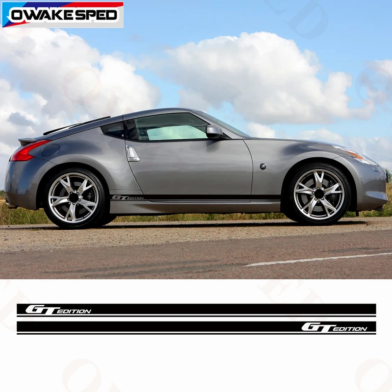 

Спортивная наклейка в полоску для Nissan 370Z GT EDITION, наклейка на боковую дверь автомобиля, внешние аксессуары, водонепроницаемые наклейки