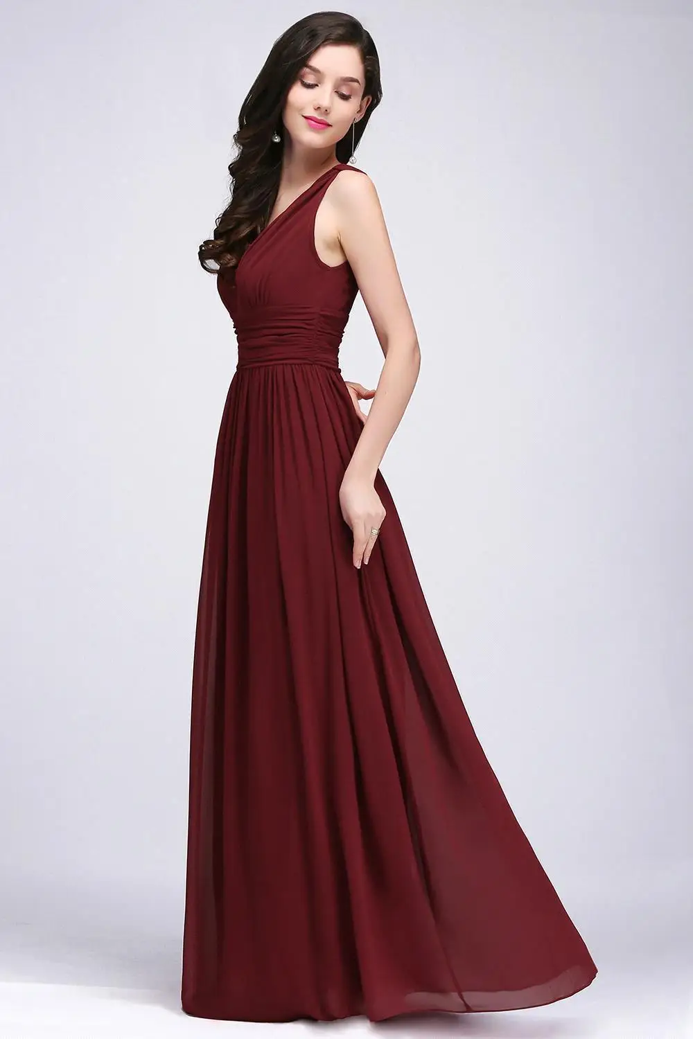 Robe demoiselle d'honneur трапециевидные бордовые шифоновые платья подружки невесты