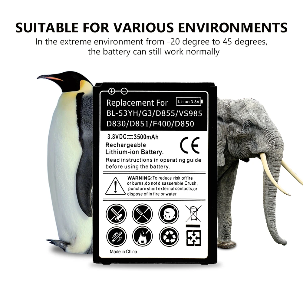 Смартфон 3 8 V 3500mAh литий ионная BL 53YH батарея для LG G3 D855 D852 LS990 F400 общие запасные