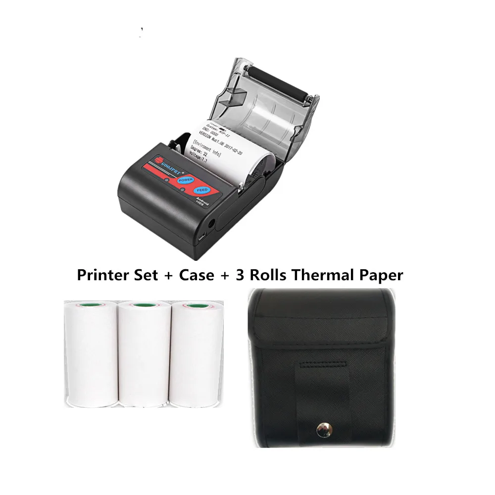 Add Case Paper GOOJPRT Bluetooth термопринтер 58 мм Мини Портативный беспроводной POS термопринтер Бумага для Android IOS мобильных телефонов - Цвет: Add Case Paper