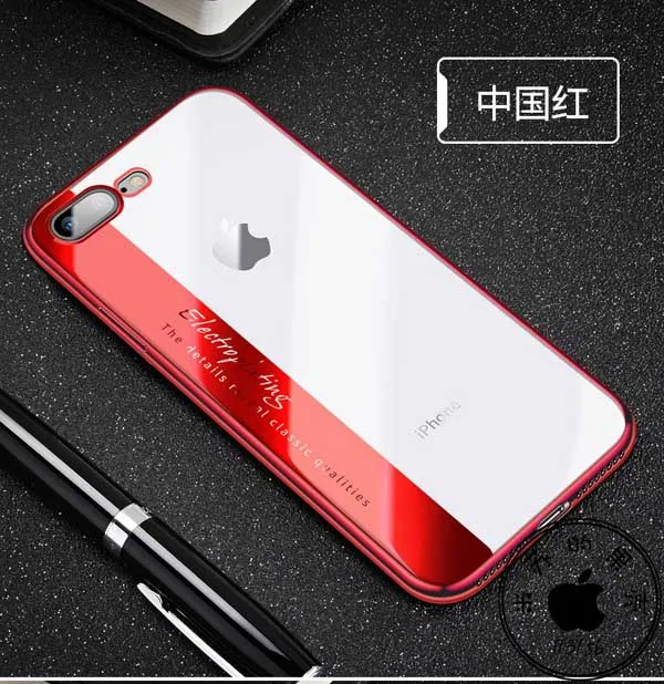 Red Роскошный lovecom Модный чехол для iPhone 11 Pro Max XR XS Max X 6 6S 7 8 Plus Мягкий ТПУ гальванический прозрачный чехол с буквами - Цвет: Red