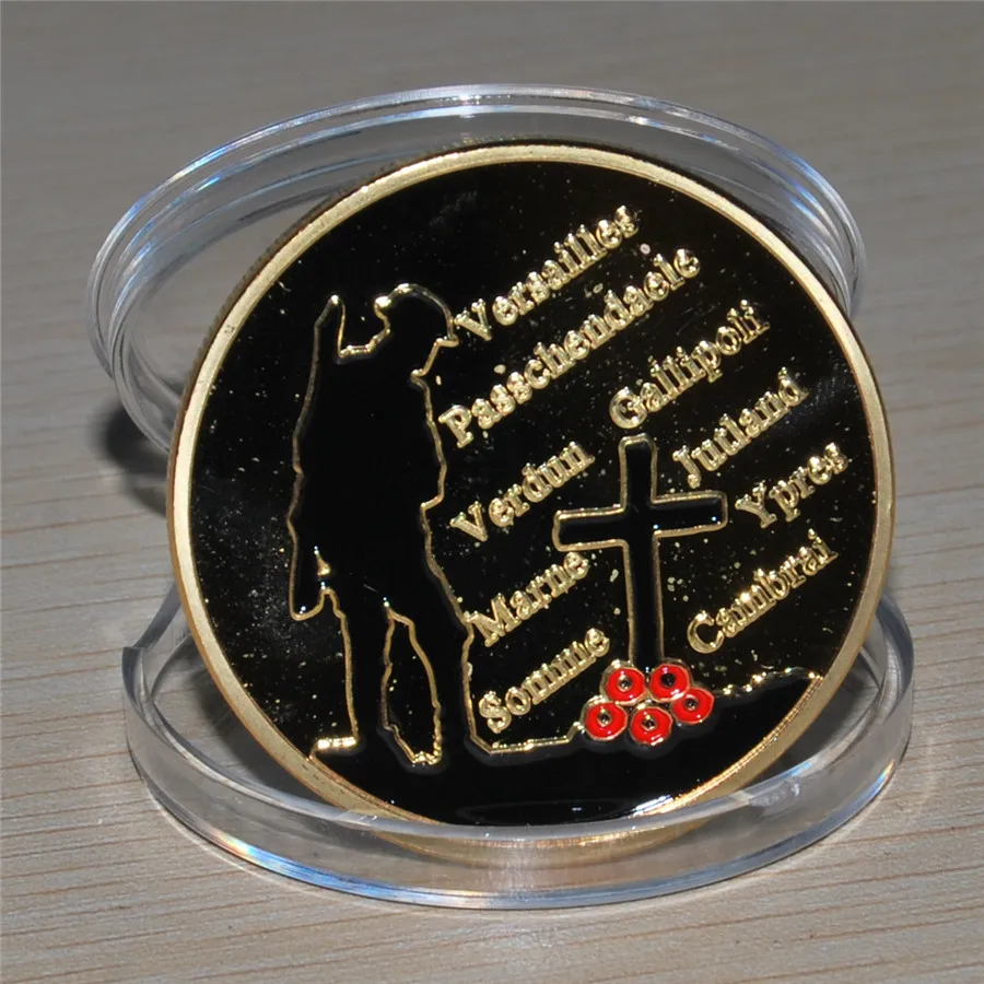 Сувенирная монета с военной символикой 1914-1918 великая монета с военной символикой 24 K позолоченная военная медаль вызов монеты 40*3 мм